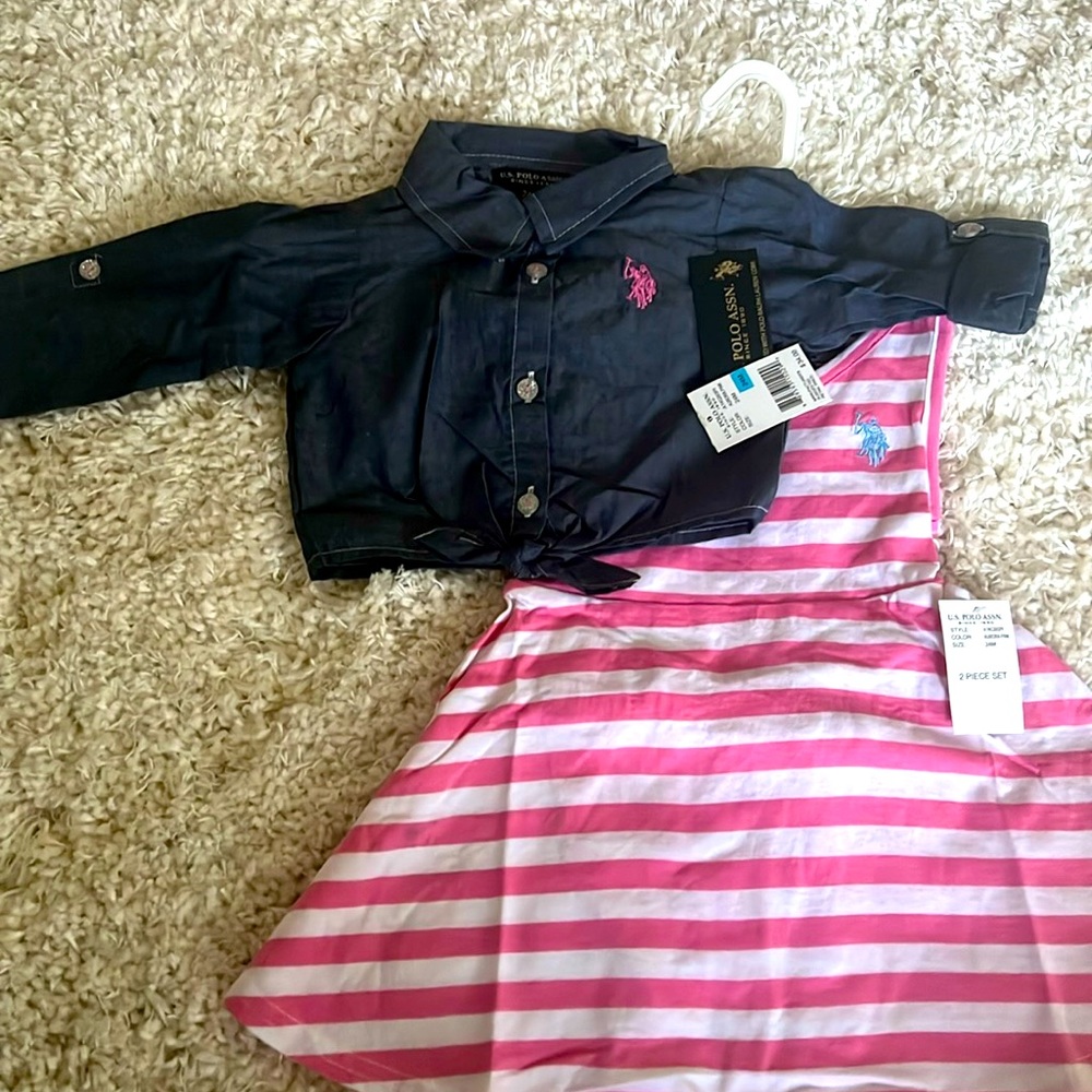 U.S. POLO ASSN - NWT Girls 2 -Piece Set / Dress With Top (Size 24M)